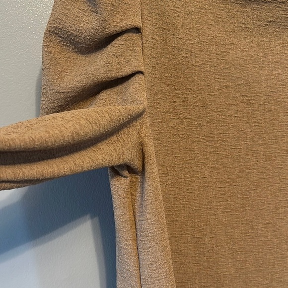 Cato Tan Ruched Ruffled Blouse - Picture 6 of 9